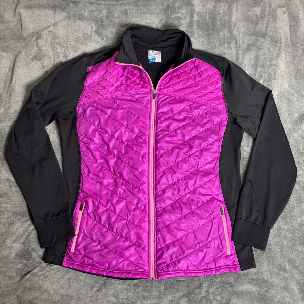 Old Navy Active Women's XXL Black Magenta Quilted Hybrid Full Zip Jacket